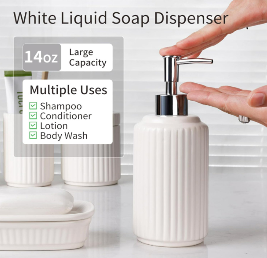 5PCS Classic Design White Ceramic Bathroom Accessory Set