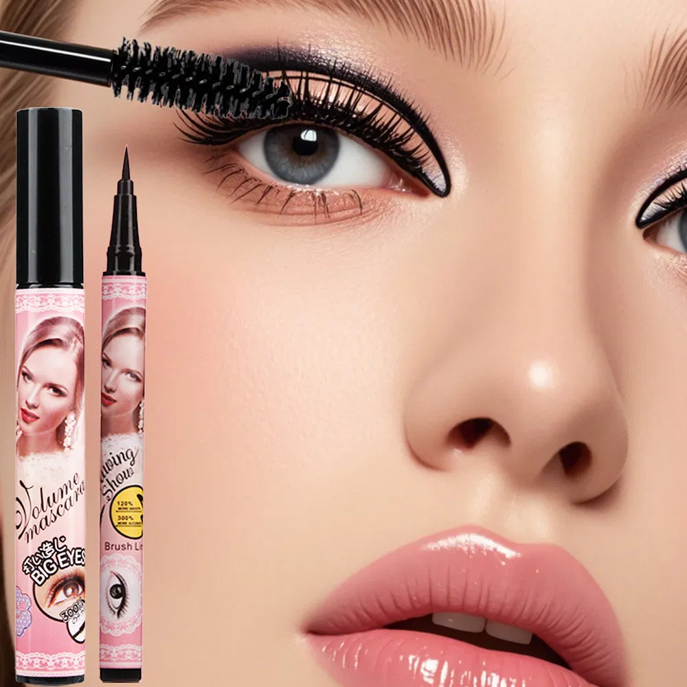 Waterproof Thick Long Curling Silicone Brush Head Three-Dimensional Natural Eyeliner+Msacara