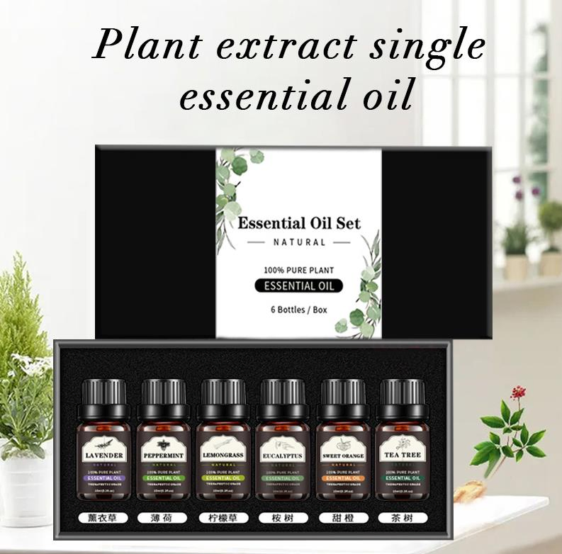 Aromatherapy Gift Set 10 Ml for Diffusers Massage Candle Aroma Body Massage Oil Natural Plant Lavender Rose Lemongrass Blend Essential Oil Gift Set