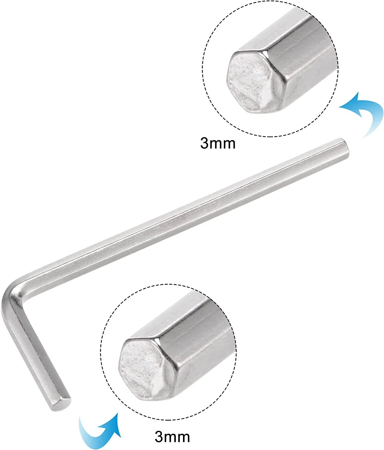 Hex Key Wrench L Shaped Long Arm Cr-V Repairing Tool 5 PCS Set