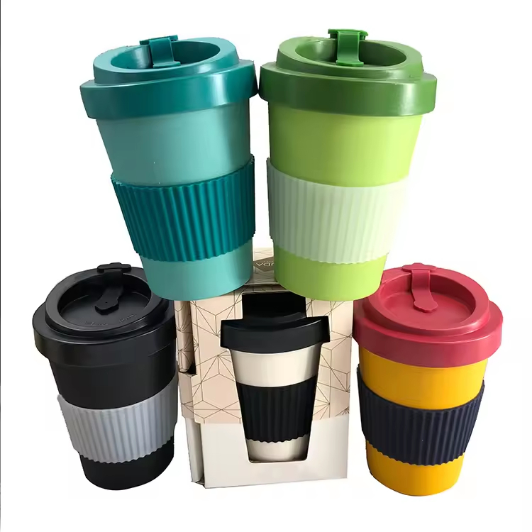 Reusable Natural Friendly Bamboo Fiber Mug Colorful Takeaway Coffee Cups