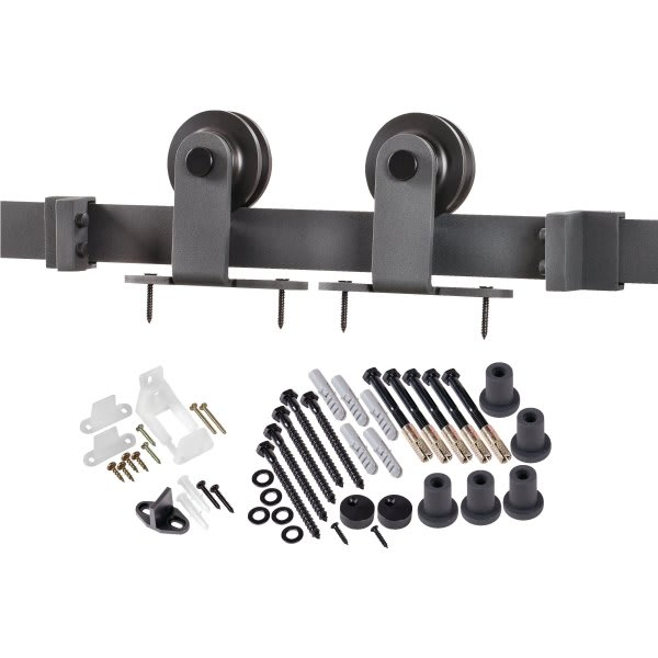 Sliding Barn Door Hardware Kit Top Mounting Black Roller Rails for Closet Cabinet System