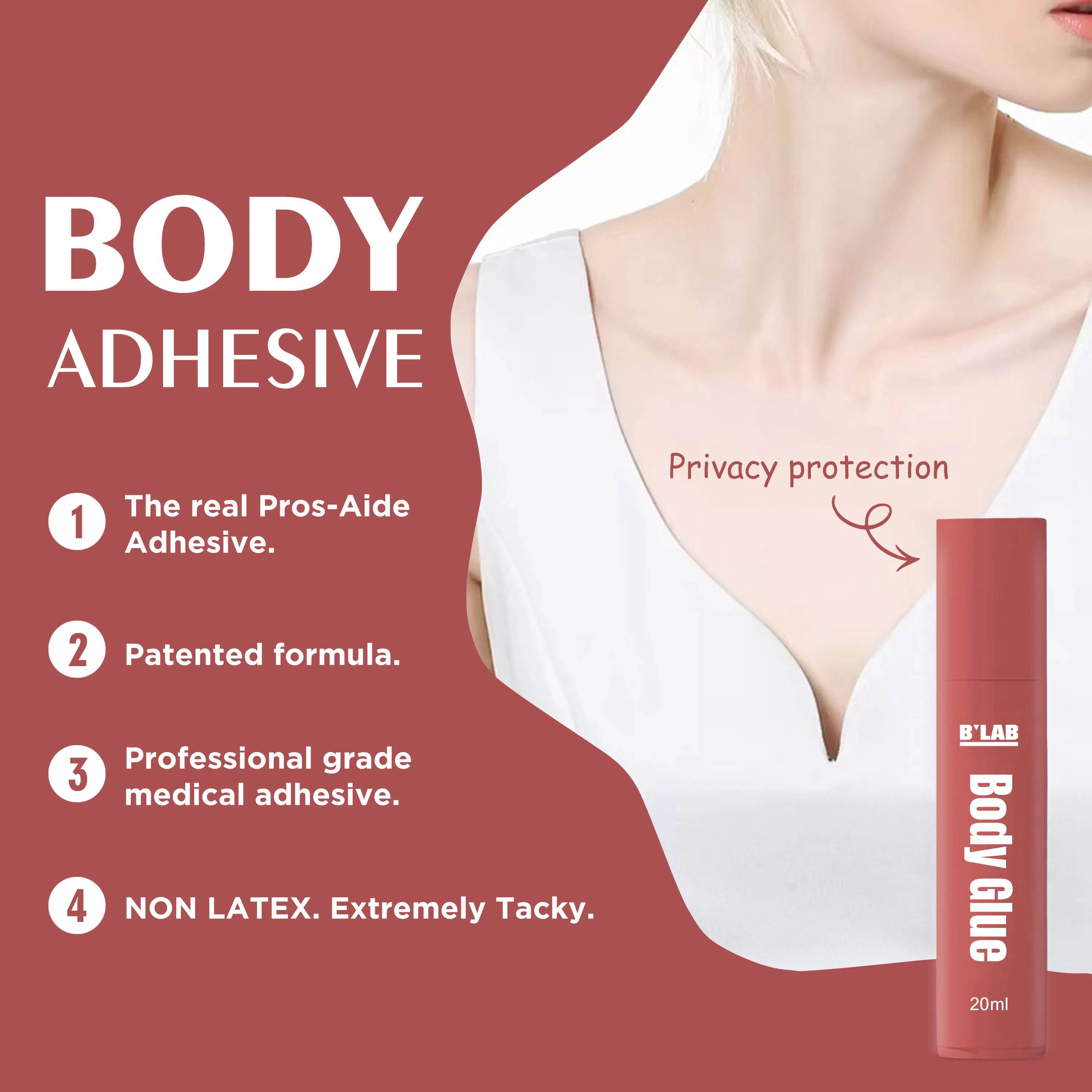 Factory Wholesale Liquid Skin Adhesive Sticky Glue Cloth Garment Roll-on Body Glue