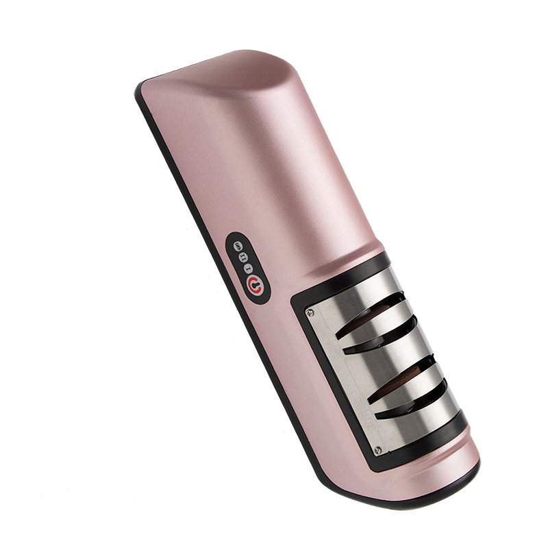 DS-9945PK Multifunctional 3-Stage Electric Knife & Scissor Sharpener, Diamond Abrasive for Straight Edge Chef Knives, Detachable Ceramic Hone Rod for Knives