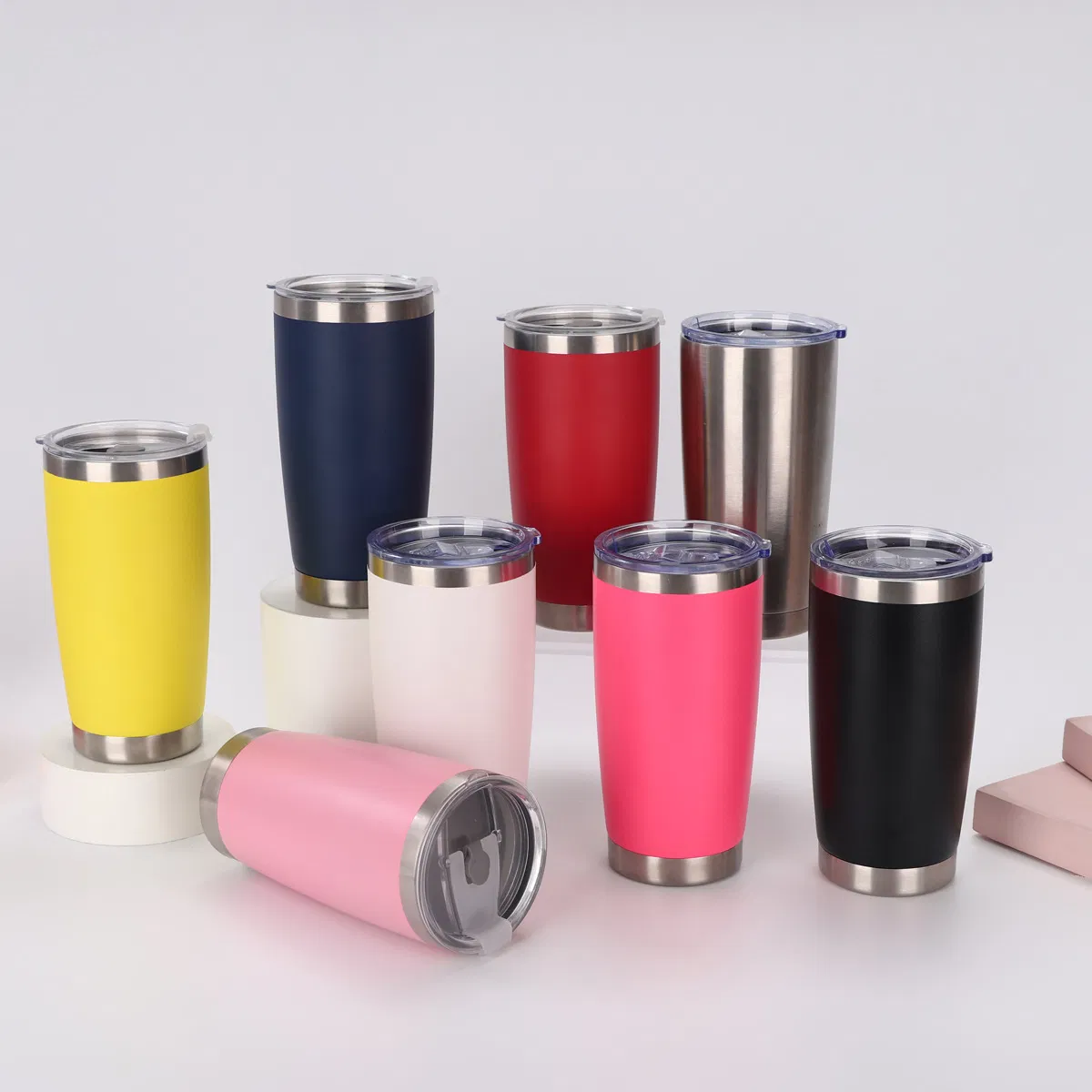 Custom Logo Printing 20 30 Oz Powder Coated Insulated Vacuum Thermal Tumbler Stainless Steel Cups Travel Mugs with Straw