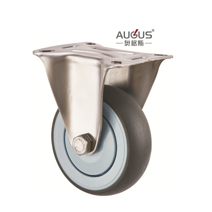 Wholesale 304 Stainless Steel Caster Wheel Swivel Gray TPR Caster with Stainless Steel Fork