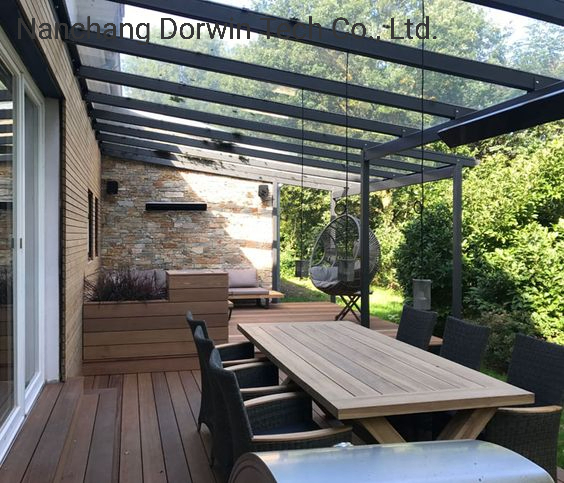 Popular Design Lowe Reflective Tempered Glass Roof Aluminum Structure Pergola