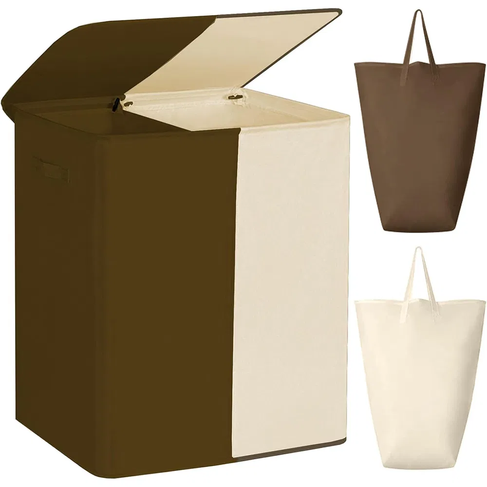 Stylish Laundry Basket for Home Use with Flip-Top and Handle