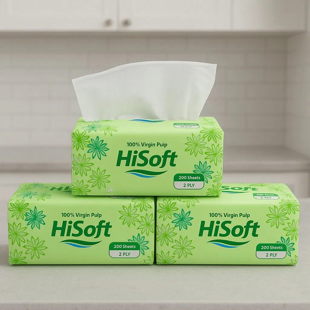 Organic Pack Soft Water Absorption Custom Logo Printing Bathroom Facial Tissues Paper