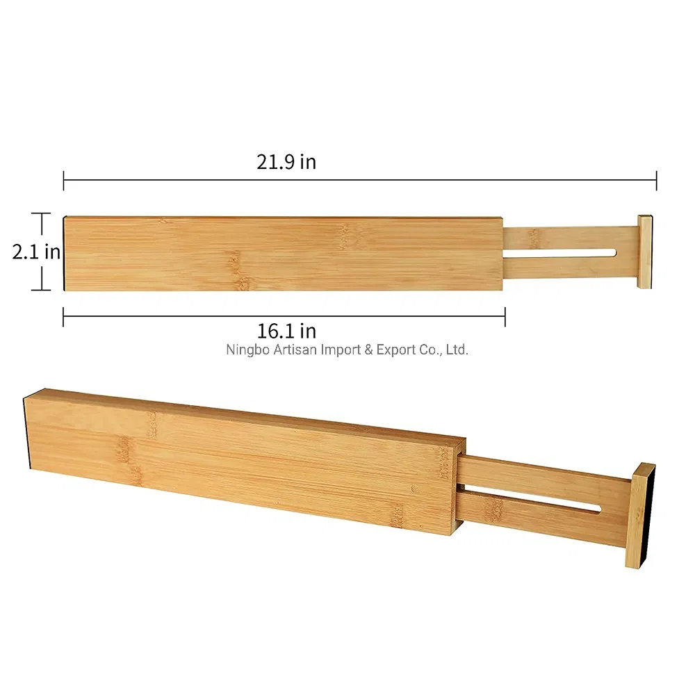 Manufacturer Natural Bamboo Adjustable Expandable Stackable Drawers Organizer