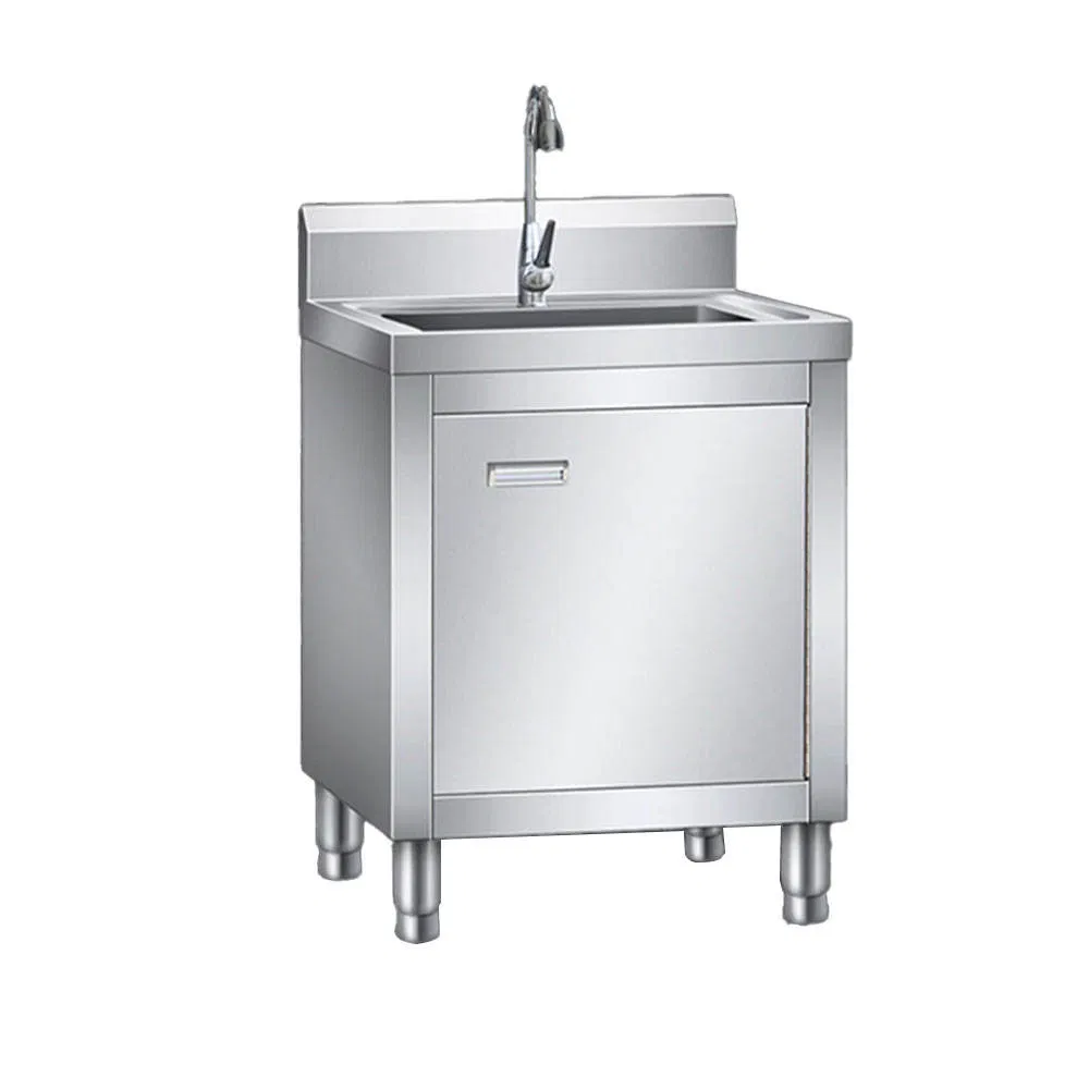 Commercial Stainless Steel Worktable with Sink Cabinet for Restaurant Kitchen