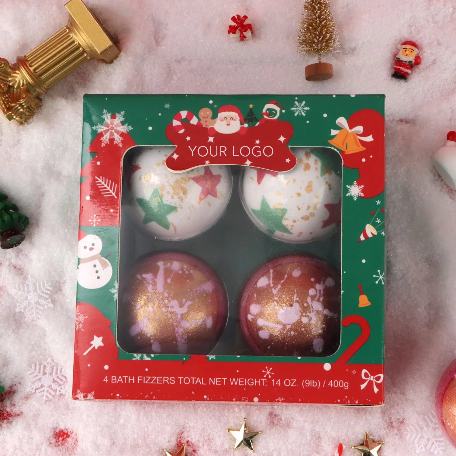 Handmade Organic Christmas Bath Bombs Relaxing Shower Tablets Scented Fizzies Lavender Rose Milk Christmas Bath Gift Set