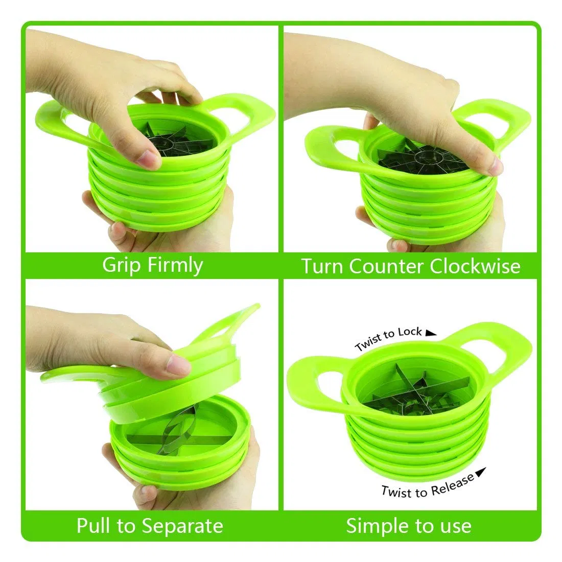 4 in 1 Mango Slicer, Kiwi Cutter, Apple Corer, French Fries Cutter, Egg Slicer Cutter, Handle Push Fruit Cutter Vegetable Chopper