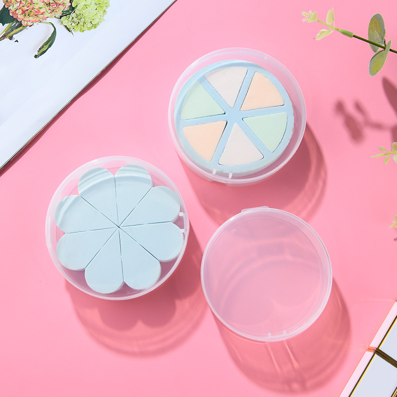 Portable Colourful Facial Clean Cosmetic Powder Puff Blender Face Cleaning Makeup Petal Sponge