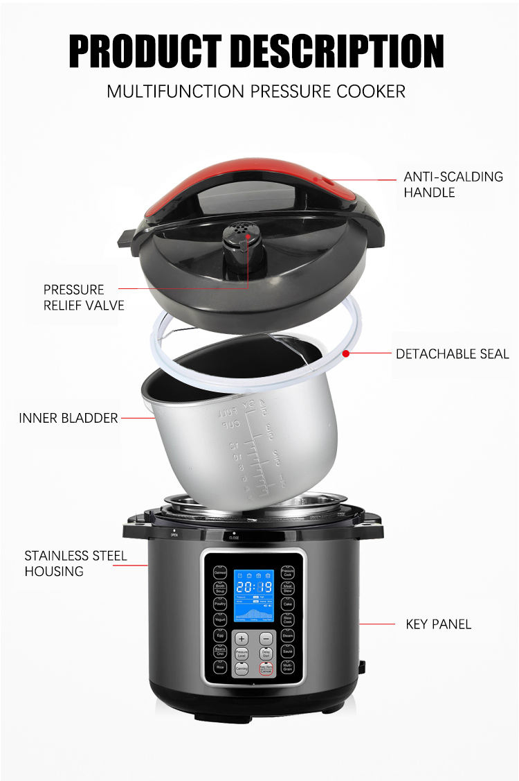 Factory Direct Sales 14-in-18lstainless Steel Electric Multi-Function Pressure Cooker with LED Display