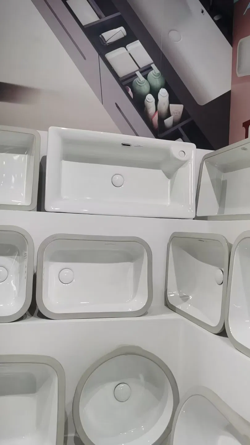 Ceramic Countertop Sink with Faucet Bathroom Washbasin, Half-Recessed Basin for Balcony