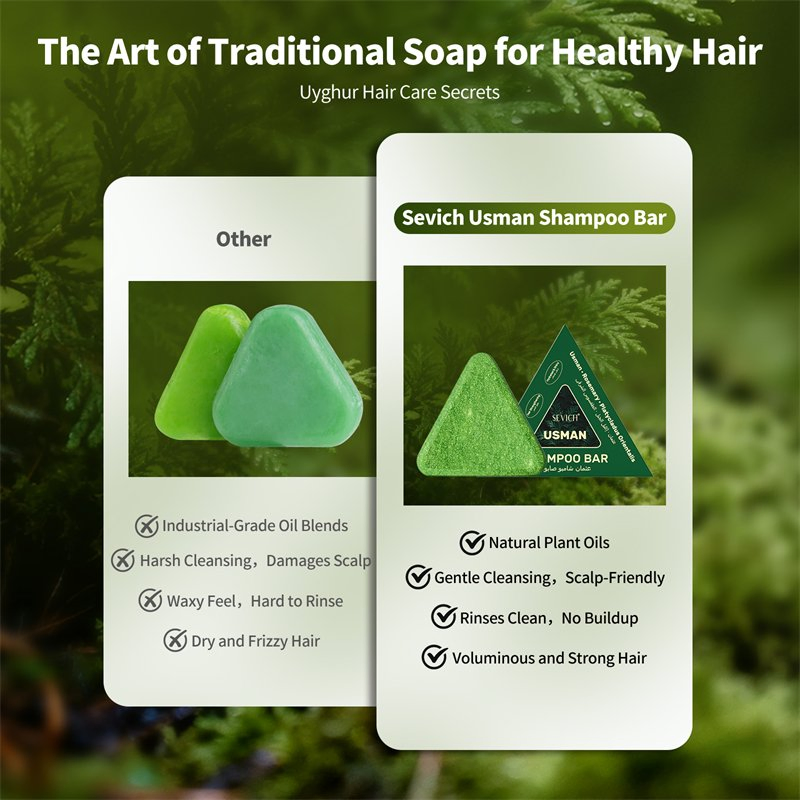 Triangle Usman Herbal Shampoo Bar 3 in 1 Rosemary Shampoo Soap