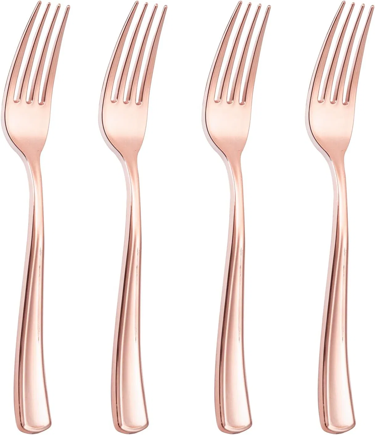 Rose Gold Disposable Forks 7.4 Inch Heavy Duty Plastic Rose Gold Silverware for Catering, Parties, Dinners, Weddings & Mother's Day