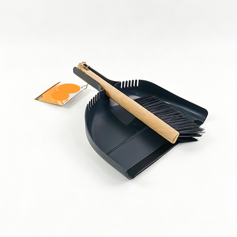 Mini Desktop Broom and Dustpan Set with Wooden Handle - Portable Small Cleaning Brush for Desk, Countertop & Pet Hair