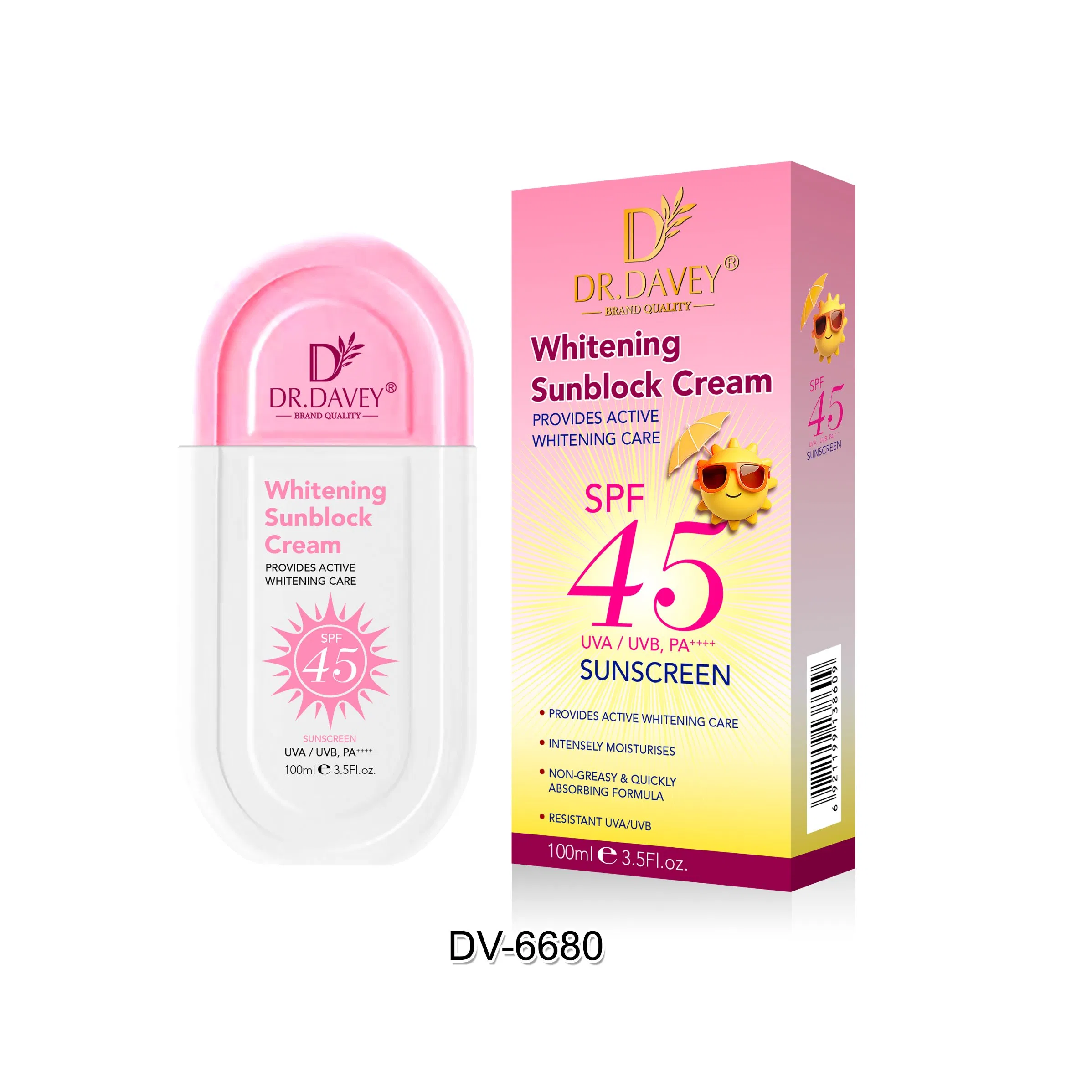 Dr. Davey SPF45 Whitening Sunblock Cream Moisturizing and Refreshing Waterproof