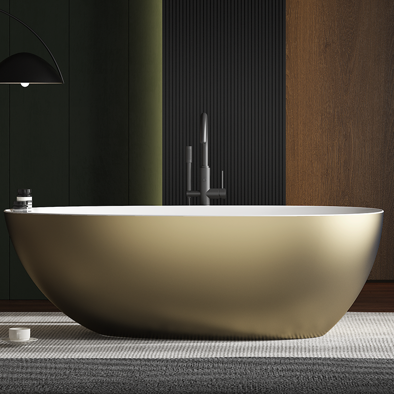 Luxury Egg-Shaped Bathroom Artificial Stone Deep Soaking Bathtub for High-End Resort and SPA Experiences