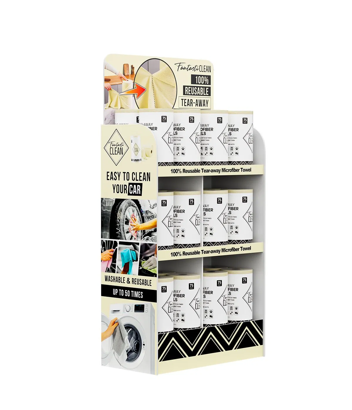 Fantasticlean Product Display PVC Floor Display Stand Unit Stands Corrugated Floor Paper Display Stand 8mm PVC Board