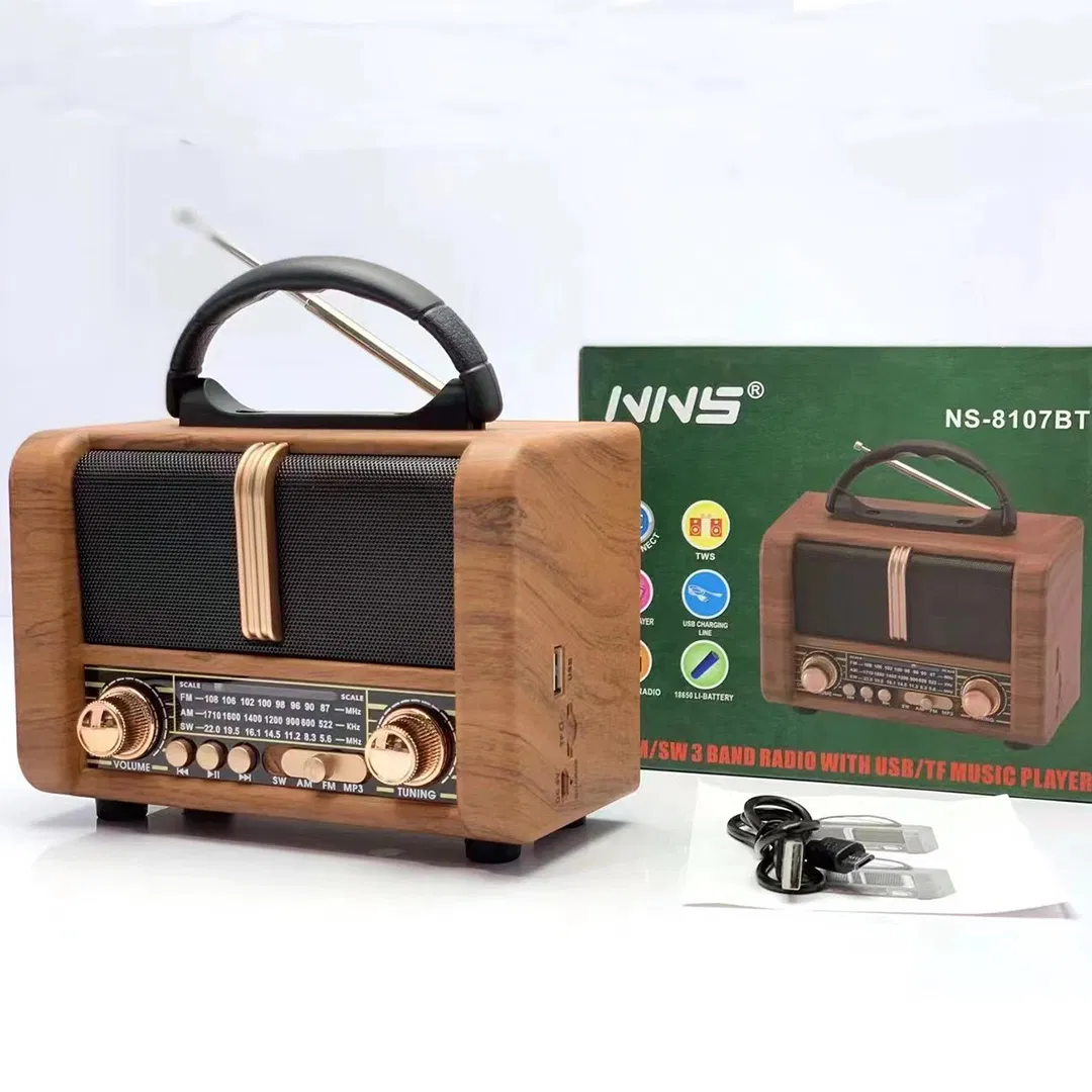 Ретро радио NS-8107BT с Bluetooth, деревянный корпус