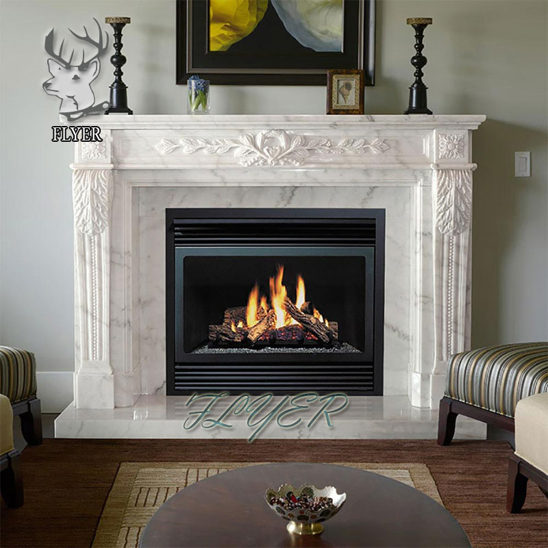 White Dining Room French Style UK Marble Fireplace