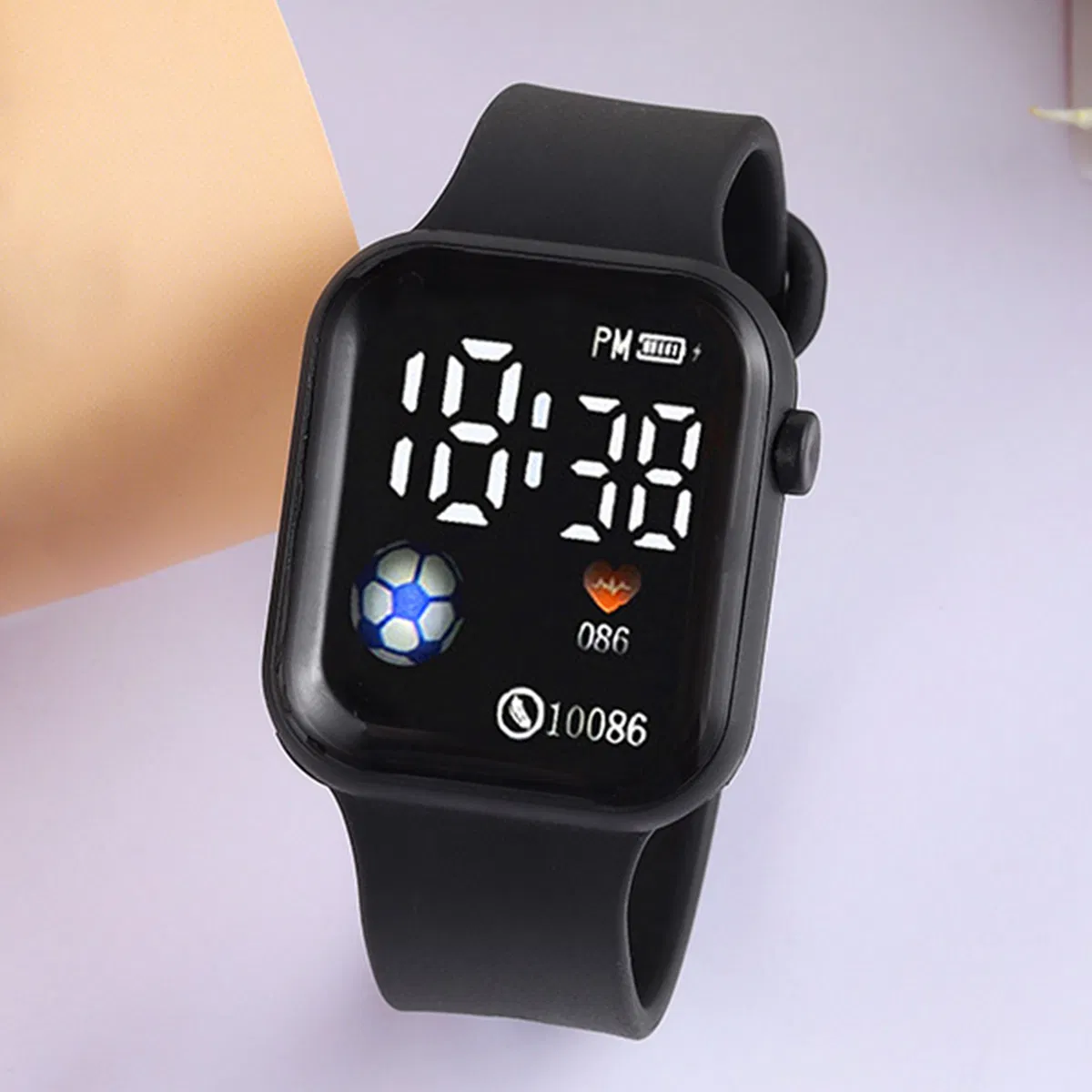 Black Cartoon Watch Gift Set Football Bracelet Necklace