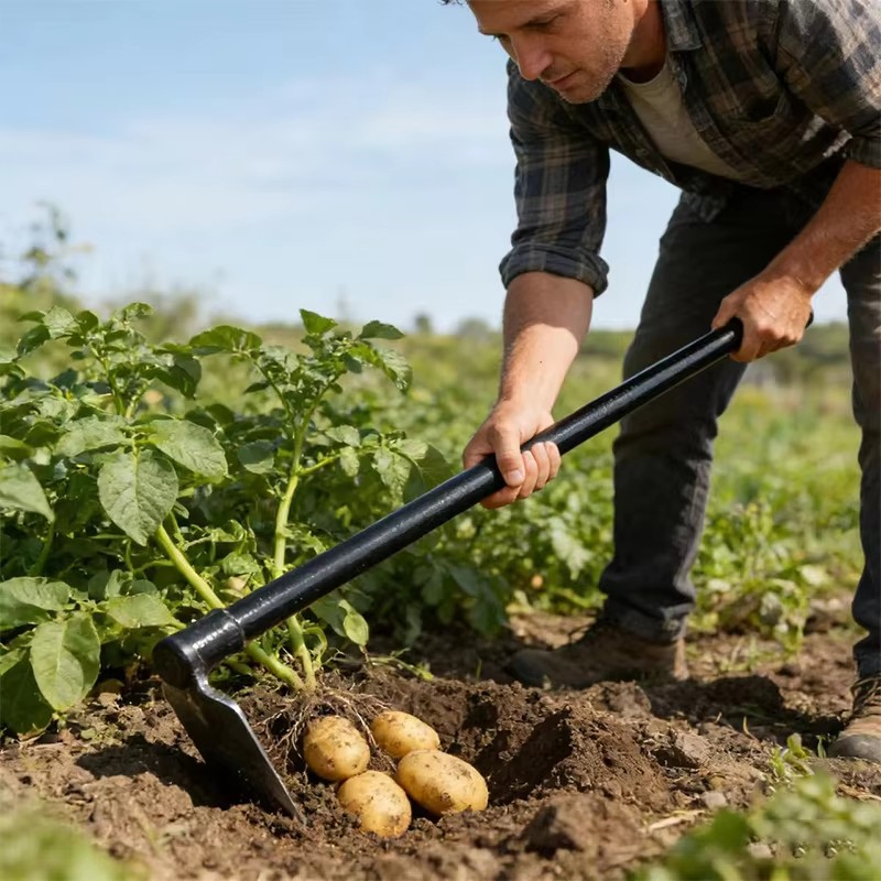 Factory Direct Long Steel-Handled Hoe Potato Hoe for Planting Soil Turning Digging