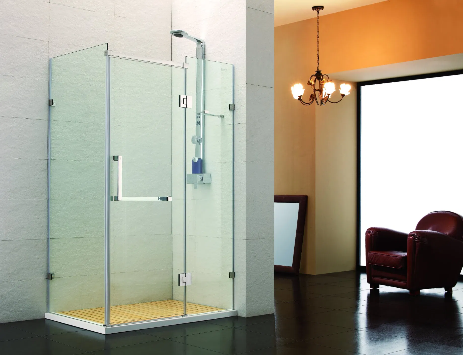 OEM 304-Stainless-Steel Sliding Bathroomshower Tempered Glass Door Hardware Accessories Fixed-Panel Glass-to-Glass Header