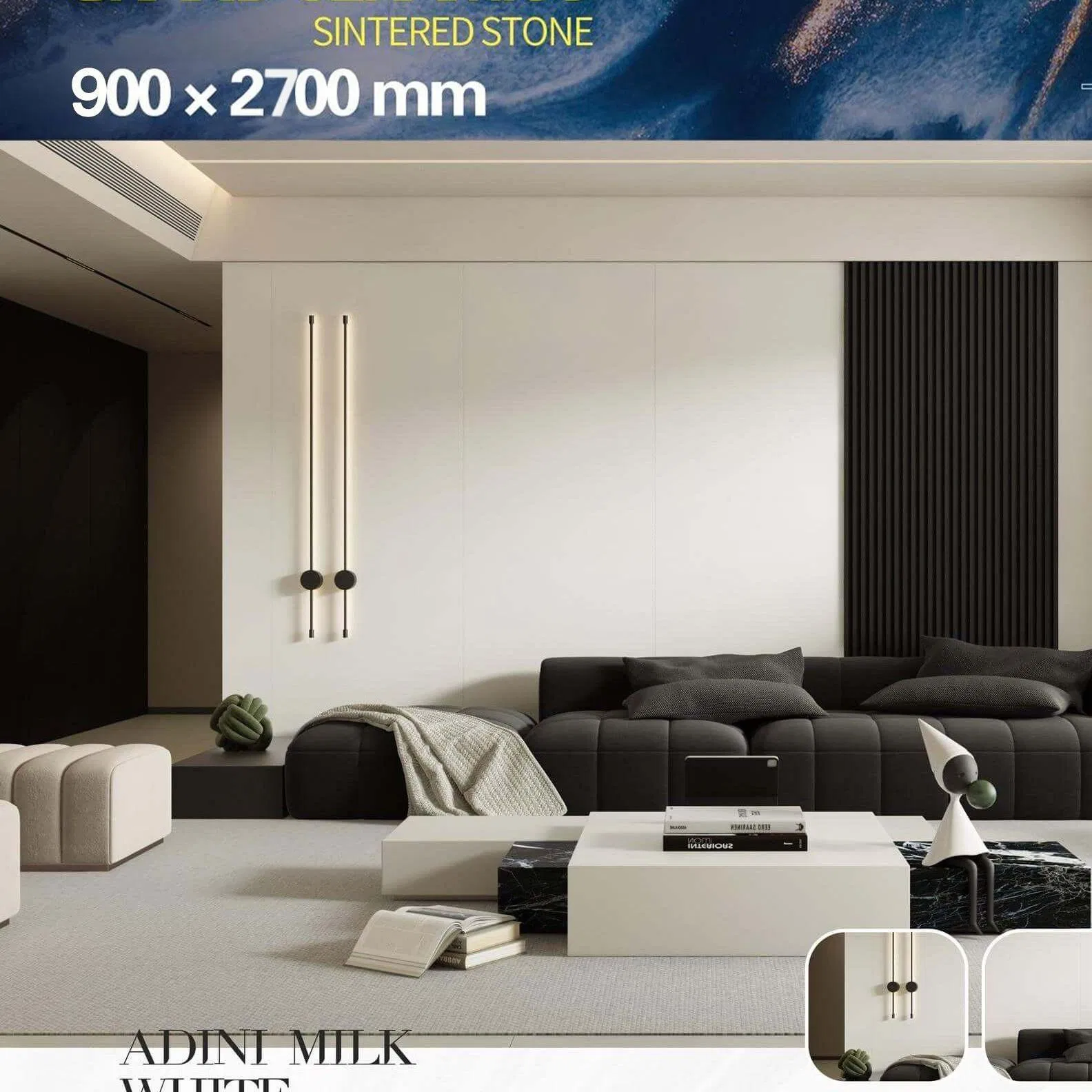 Sintered Stone Marble Porcelain Tiles 900*2700mm Flooring Wall Tiles for Floor of Cinema Auditorium Aisles