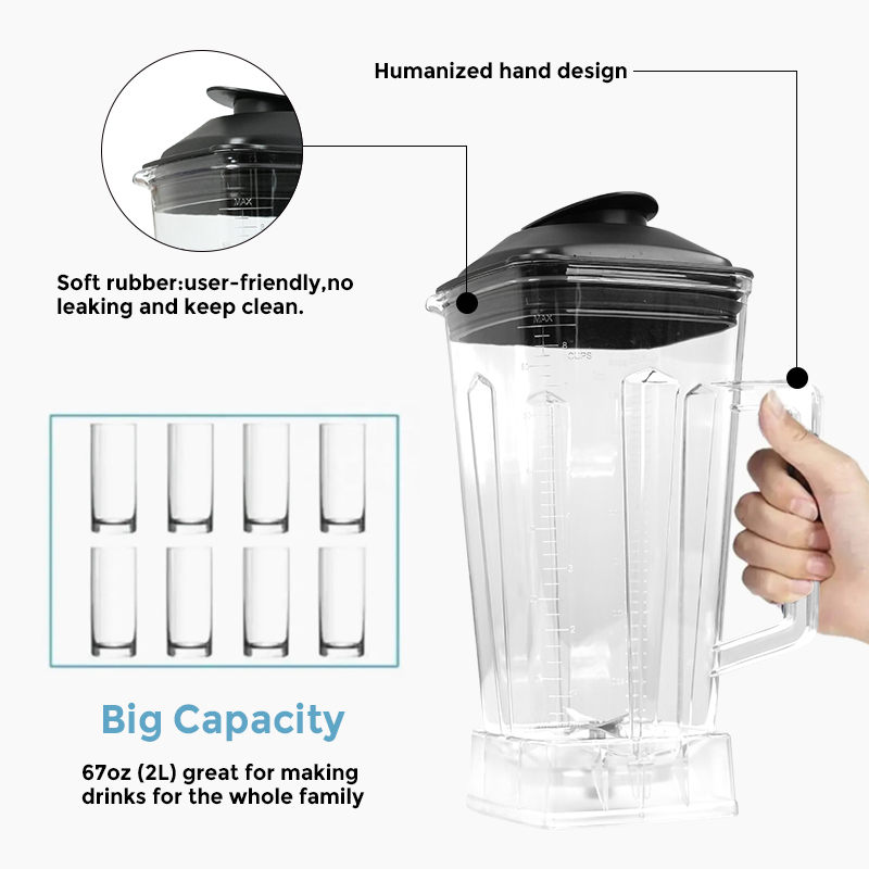 Crest Blender and Mixer Juicer Blender Food Machine Factory Direct Sale 2200W Silver Commercial Blender Electric Plastic