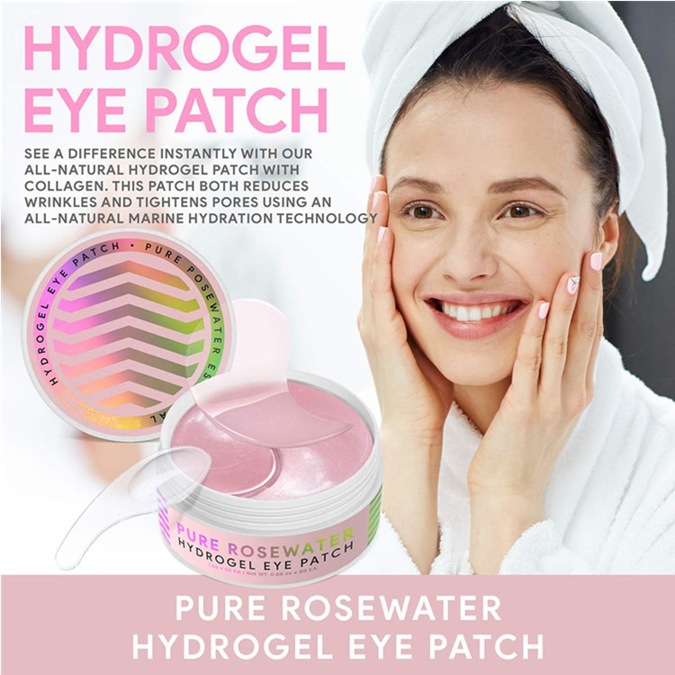 Custom Pure Rosewater Hydrogel Eye Patch Collagen Moisturizing and Hydrating Eye Mask