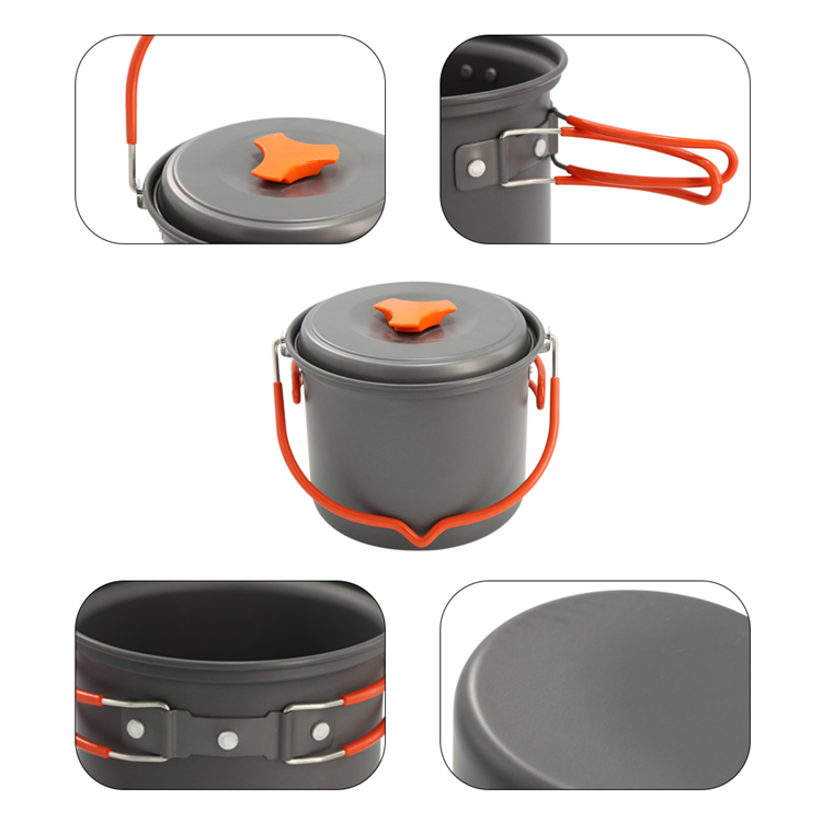 Aluminum Camping Cookware Portable Lightweight Cooking Equipment