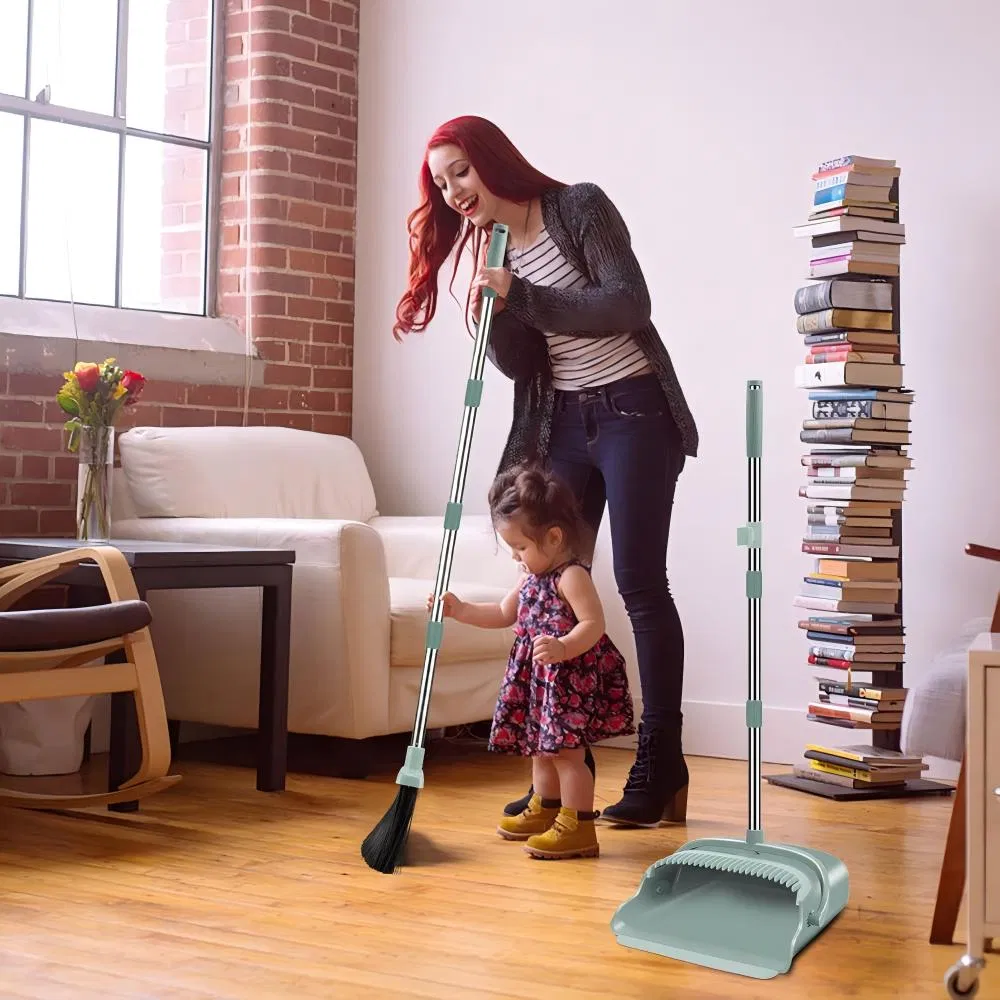 Broom Set Cleaning Plastic Multi-Style Broom and Folding Dustpan Combo to Sweep Home Cleaning Supplies
