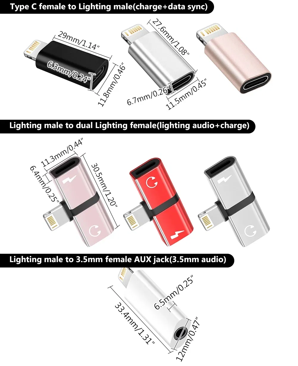 Адаптер AUX 3.5 мм USB-C/Lightning для наушников