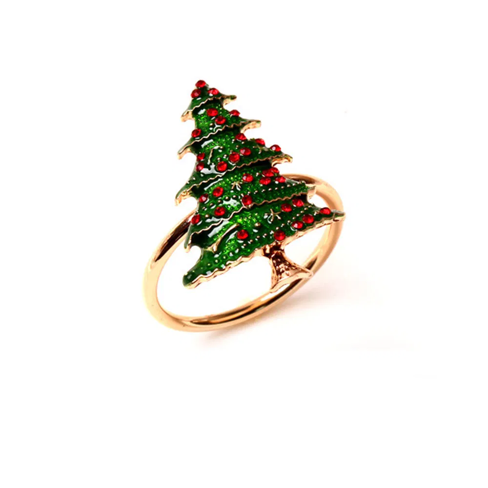 Yellow Christmas Buckle Christmas Tree Fawn Wreath Napkin Ring