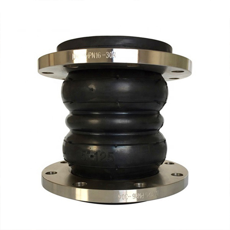 Union Type EPDM Pn16 Flexible Rubber Expansion Pipe Joint Stainless Steel Flange Double Ball Rubber Joint