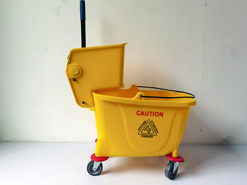 Plastic Hospital Hotel Cleaning Squeeze Wringer Trolley Mop Bucket with Wheels