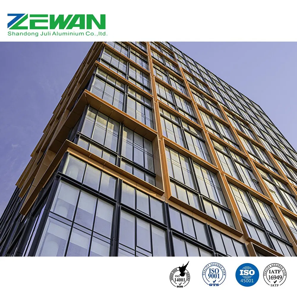 Aluminium Curtain Wall Profile Insulation Double Glazing Aluminum Frame Unitized Powder Coating Curtain Wall Profile