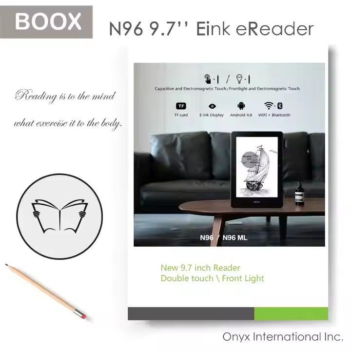 9.7 Inch Electronic Book Reader with WiFi and Bluetooth Mode USB Socket and Touching Screen Plus