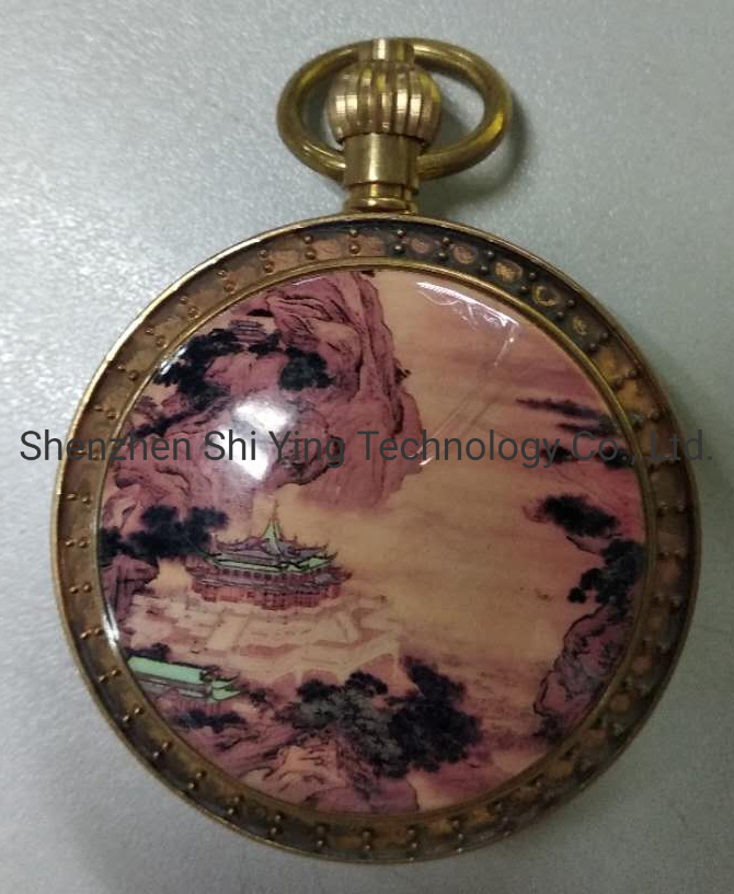 Custom Antique Gold Brass Hand Wind Mechanical Pocket Watch with Photo Face