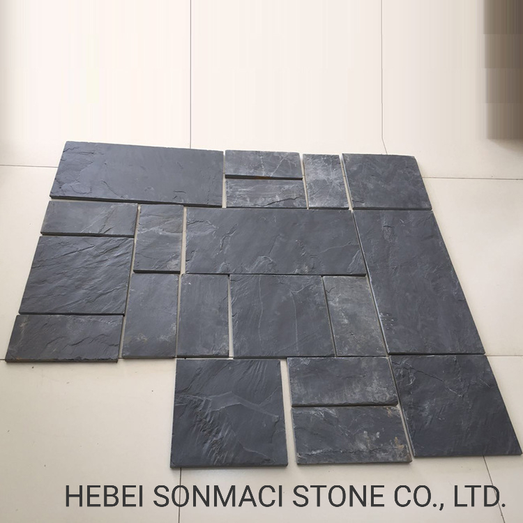 Natural Split Riven Black Slate Flat Tile