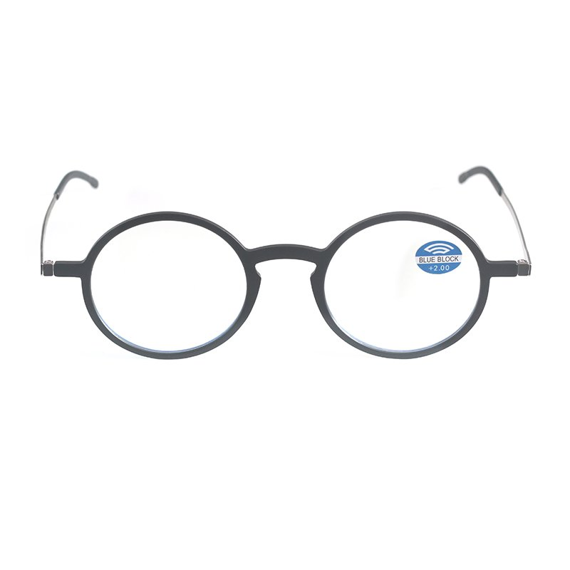 Blue Light Blocking Round Light Reading Glasses with Cases in Ready Stock