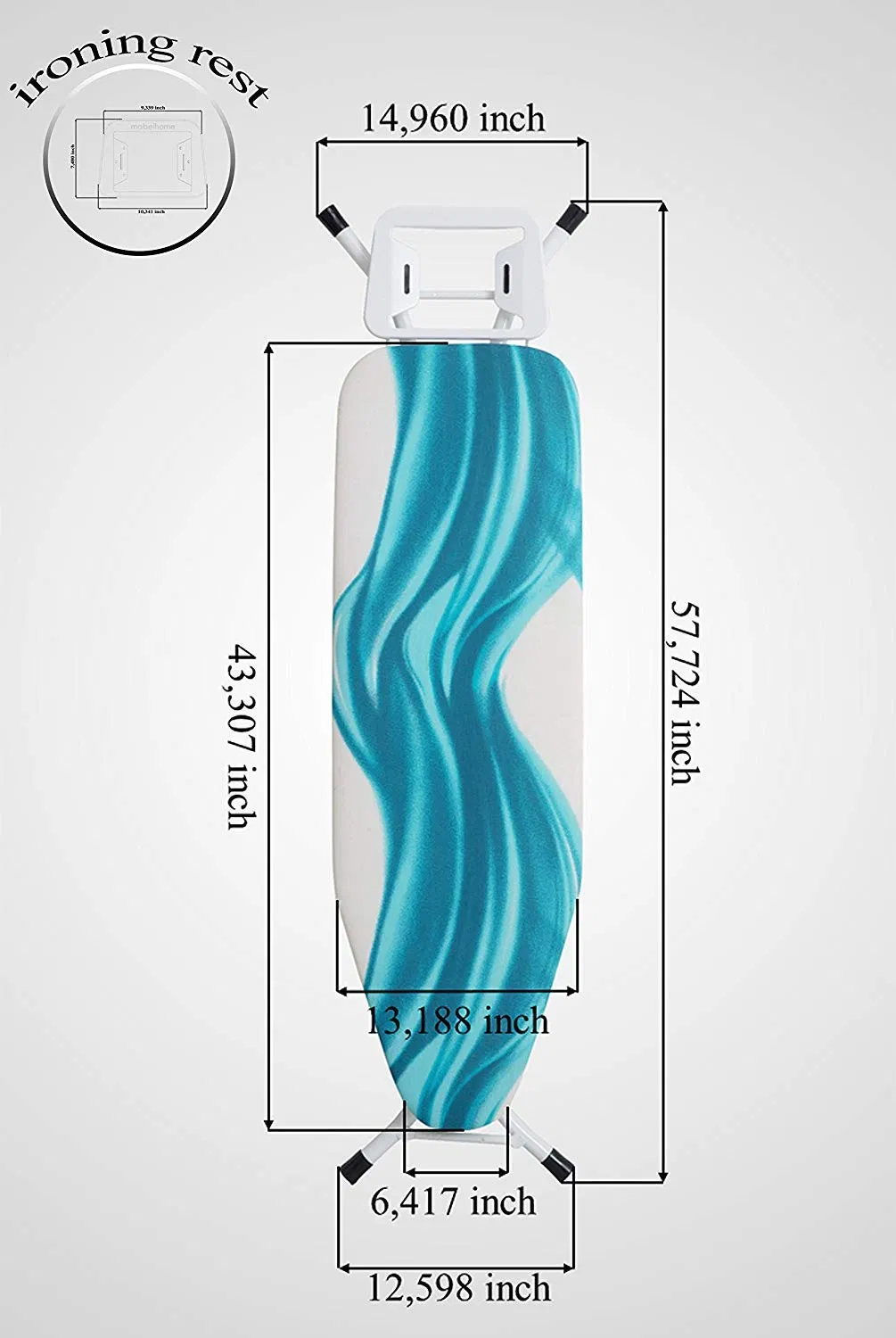 Deluxe Foldable Adjustable Height Ironing Board with Extra Cover and Storage Compartment