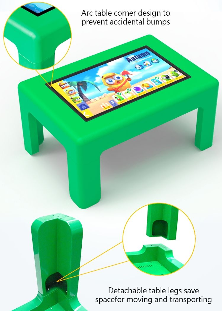 32 Inch 4K Waterproof Detachable Leg School Smart Interactive Game Multi Interactive Board Interactive Education Study Touch Screen Smart Kids Table