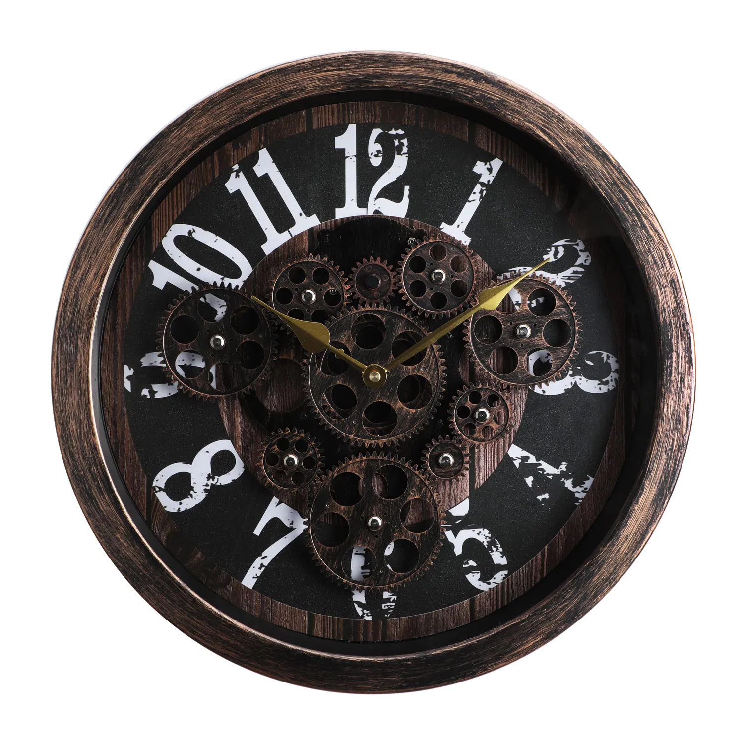 Quality 40cm Antique Metal Iron Gear Wall Clock for Home Decoration