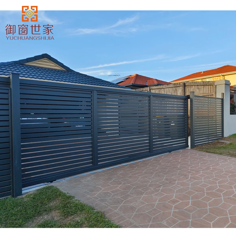 Decorative Driveway Automatic Sliding Swing Privacy Fence Powder Coated Aluminum Main Gate