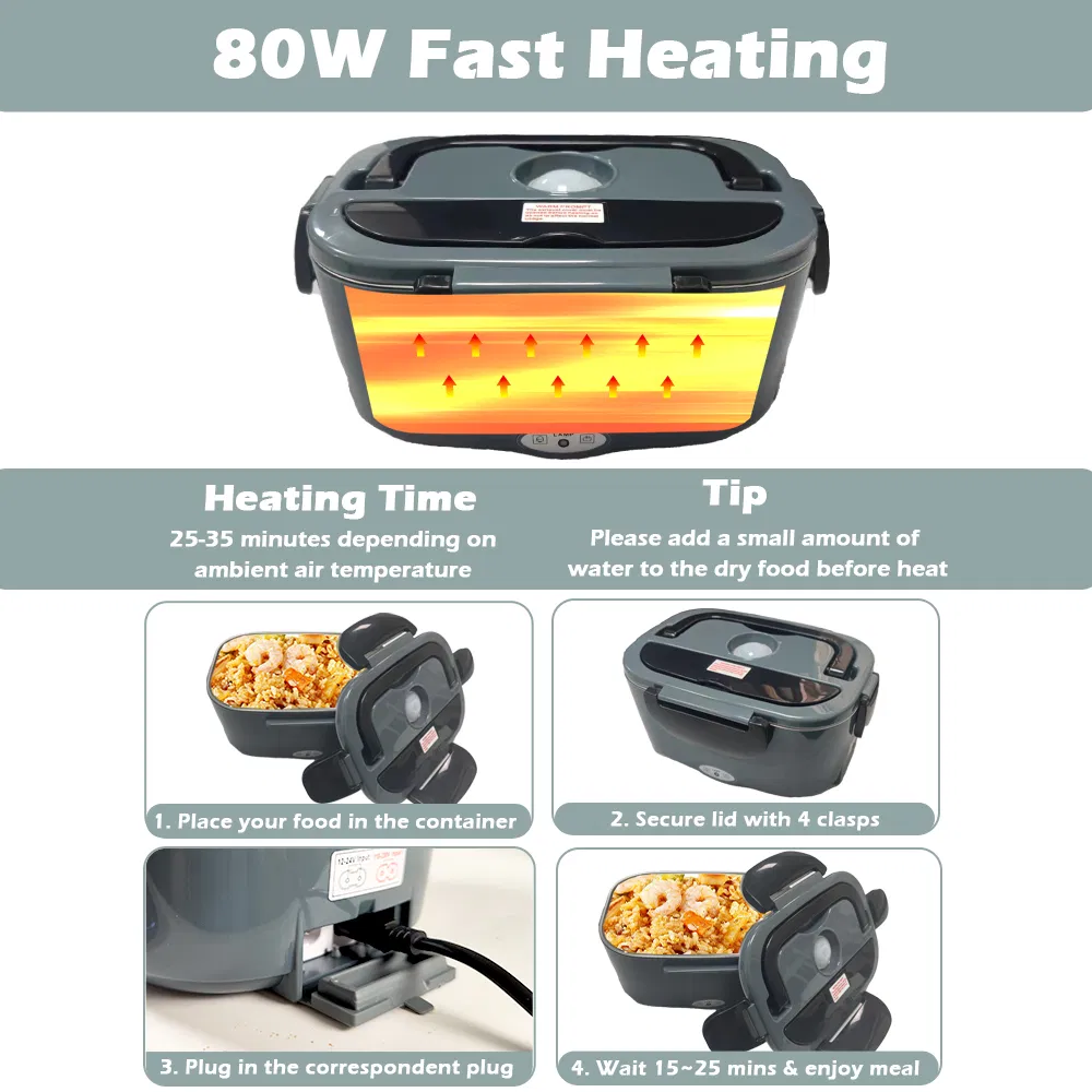 1.5L Electric Lunch Box Heating Food Warmer Portable